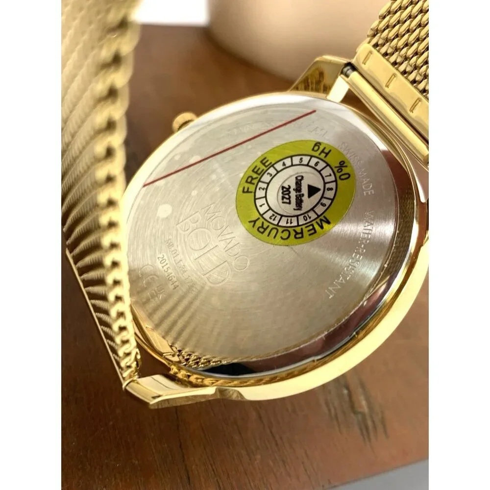 Movado Men's Watch 3600833 Bold Gold Dial Swiss Quartz Steel 42mm Mesh Band